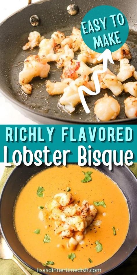 Easy Lobster Bisque, Cozy Date Night At Home, Seafood Bisque Recipe, Lobster Soup, Lobster Bisque Recipe, Cozy Date Night, Bisque Soup Recipes, Lobster Bisque Soup, Coleslaw Recipe Easy