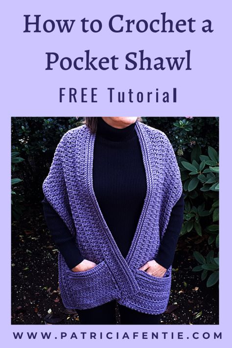 Prayer Shawl Crochet Pattern, Crochet Wraps, Pocket Shawl, Crochet Shawl Free, Crochet Pocket, Pocket Scarf, Crochet Wrap Pattern, Knit Shawls, Crochet Wearables