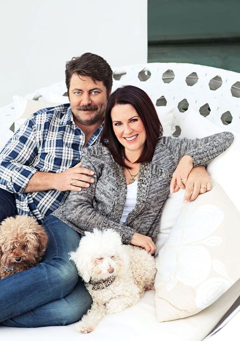 Megan Mullally Nick Offerman - ELLE DECOR Hollywood House, Megan Mullally, Nick Offerman, Hollywood Homes, Marriage Vows, Will And Grace, Inspiration Photos, First Tv, Moving Pictures