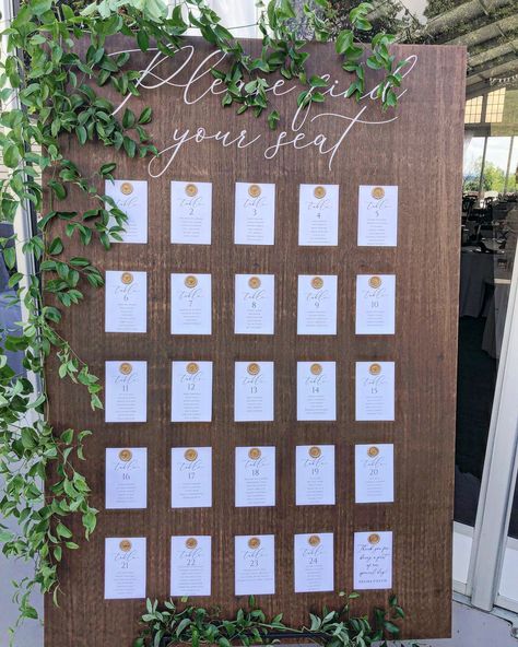 Rustic Wedding Table Numbers Seating Charts, Seating Chart On Wood, Wood Board Seating Chart, Seating Chart Wood Board, Plywood Seating Chart Wedding, Table Guest List Ideas, Diy Wood Seating Chart, Table Number Board Seating Charts, Wood Wedding Seating Chart