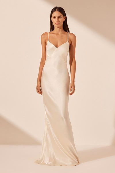 La Lune Low Back Maxi Dress - Cream Shona Joy La Lune, Shona Joy Dress, Slip Wedding Dress, Dress With Train, Silk Wedding Dress, Shona Joy, Cream Dress, Modern Bride, Low Back