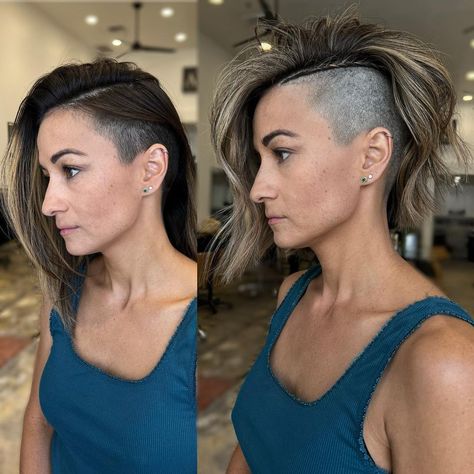 Asymmetrical Undercut, Side Shaved Hair, Half Shaved Head Hairstyle, Side Shaved, Shaved Hair Women, Undercut Hairstyles Women, Undercut Long Hair, Undercut Styles, Half Shaved Hair