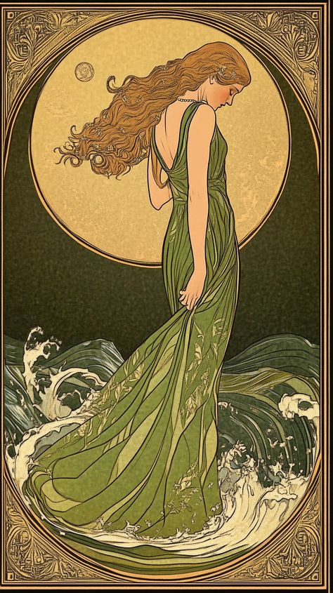 Aquarius: A captivating woman in stunning Ludwig Deutsch style, embodying the mystique and allure of the water bearer with intricate details and vibrant hues. Aquarius Woman Art, Aquarius Illustration, Aquarius Water Bearer, Aquarius Vibes, The Water Bearer, Aquarius Art, Water Bearer, Aquarius Woman, Astrology Zodiac