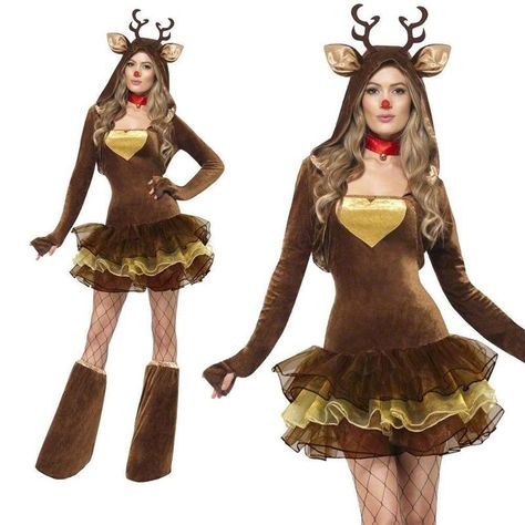 Reindeer Fancy Dress, Rudolph Costume, Christmas Fashion Women, Reindeer Dress, Reindeer Costume, Kostum Halloween, Deer Costume, Christmas Fancy Dress, Pretty Costume