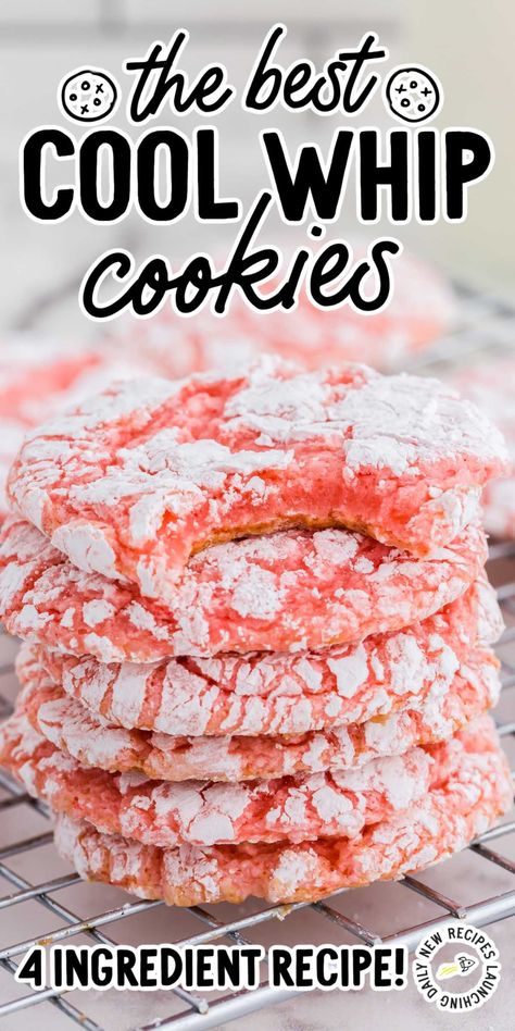 Cake Mix Crinkle Cookies Cool Whip, Christmas Crackle Cookies, Crackle Cookies Cake Mix Recipe, Cake Cool Whip Cookies, Cool Whip Recipes Easy, Cool Whip Cookies Recipe, Best Soft Cookies, Xmas Cookies Easy, Easy Xmas Cookies