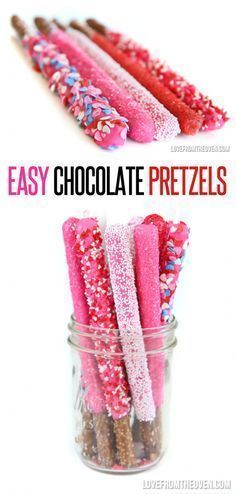 Chocolate Covered Pretzel Sticks, Covered Pretzels, Chocolate Pretzels, Valentines Day Treats, Chocolate Covered Pretzels, Mooncake, Super Easy Recipes, Valentine Treats, Party Treats