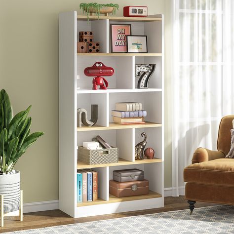 Tall White Bookcase, Cube Bookshelf, Styling A Bookcase, Bookcase Modern, Tall Bookshelf, Narrow Bookshelf, Home Library Rooms, Library Bedroom, Tall Bookshelves