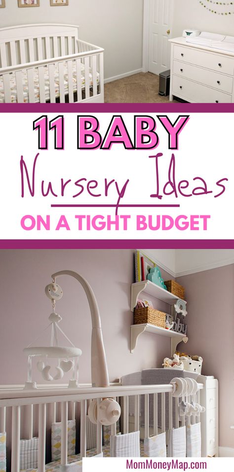 Cheap Nursery Organization, Nursery On A Budget Diy, Nursery Without Crib, Teen Mom Room With Baby, Easy Diy Nursery Decor, Boy Nursery Ideas Simple, Simple Baby Girl Nursery, Nursery Themes Girl, Cheap Nursery Furniture