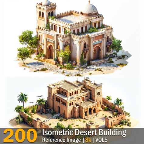 Isometric Desert Building | Reference Images | 8K  | VOL5,  on ArtStation at https://www.artstation.com/artwork/oJXBzw Minecraft Sand Temple, Desert Building, Desert Tower, Sky Kingdom, Minecraft Desert, Desert Temple, Building Reference, Arabic Architecture, Oasis Springs