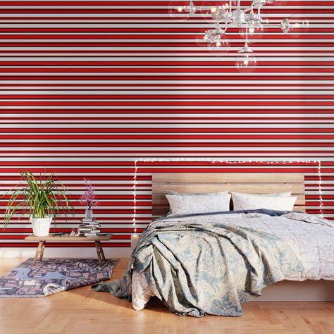 Red / Black / White Stripes Wallpaper by grafititee | Society6 Stripes Pattern Wallpaper, 4 Wallpaper, Cream Wallpaper, Stripes Wallpaper, Beige Wallpaper, Wallpaper Patterns, Orange Wallpaper, Summer Stripes, Striped Wallpaper