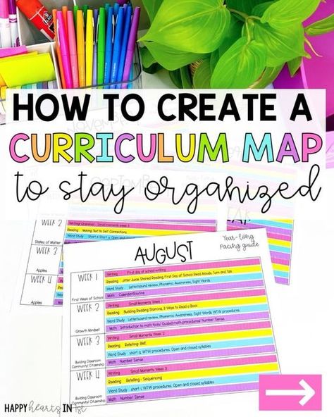 Kelsey | First Grade | Guided Math on Instagram: "One of my favorite time-saving organizational tools? 🤩🌈 My curriculum map template! Summer is the perfect time for some big picture planning for the school year! ☀️😎 Having a guide helps me to streamline weekly lesson planning! Plus the pretty colors make me happy! 🌈😂 You can read more about my 5 Step process for creating a curriculum map and find my Editable Curriculum Map template using the link in my profile! Or comment below and I'll sen Preschool Curriculum Map, Full Year Kindergarten Curriculum Map, Curriculum Mapping Template, First Grade Curriculum Map Full Year, Middle School Counseling Curriculum Map, Bridges Math Curriculum, Bridges Math, Classroom Planning, Curriculum Mapping