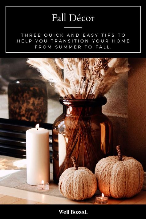 Fall Decor - Here are three quick and easy tips to help you transition your home from summer to fall. - Well Boxed Decoration Evenementielle, Fall Decor Inspiration, Fall Deco, Fall Thanksgiving Decor, Autumn Decorating, Summer To Fall, Fall Halloween Decor, Fall Is Here, Deco Floral