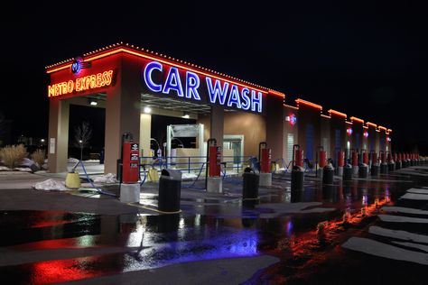 Meridian wash at night Self Serve Car Wash, Mechanic Shop Decor, Self Service Car Wash, Car Wash Systems, Express Car Wash, Fashion Valley, Car Wash Business, Automatic Car Wash, Rv Car