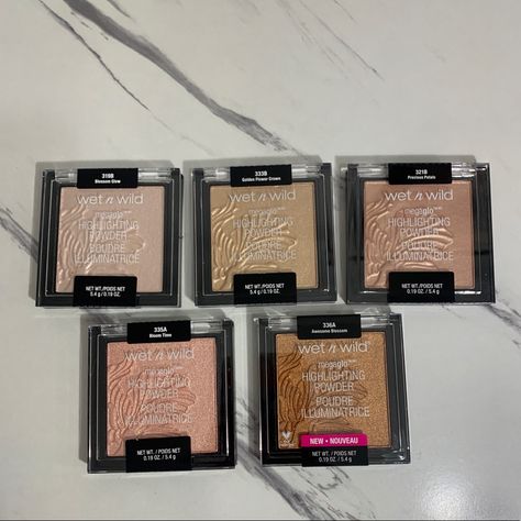 Lot Of 5 New Wet N Wild Megaglo Highlighting Powders 0.19 0z -Precious Petals - Bloom Time - Awesome Blossom - Golden Flower Crown - Blossom Glow Wet And Wild Powder, Wet And Wild Makeup, Wet N Wild Blush, Target Makeup, Dark Girl, Wild Makeup, Wet N Wild Makeup, Wholesale Makeup, Makeup Supplies