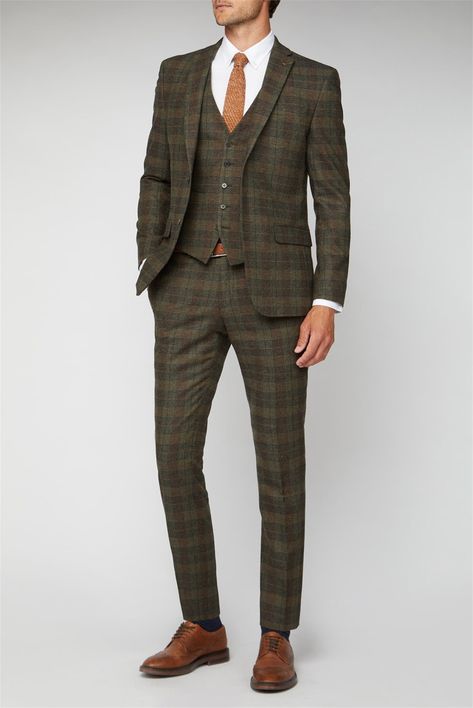 Checked Suits Men, Mens Fashion Ideas, Green Tweed Suit, Wedding Fest, Plaid Suit Men, Mens Tailored Suits, Mens Tweed Suit, Brown Tweed Suit, Checkered Suit