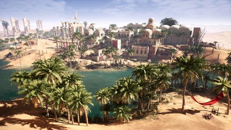 ArtStation - The Bazaar Village in the Desert_Panorama Fantasy Desert Marketplace, Desert Village Art, Desert Oasis Fantasy Art, Dnd Desert Town, Desert Village Concept Art, Desert Village Fantasy Art, Fantasy Desert Village, Egypt Village, Desert Settlement