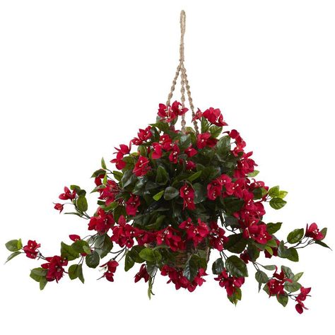 Nearly Natural Bougainvillea Hanging Basket Plants In Baskets, Artificial Plant Arrangements, Artificial Plants Indoor, Artificial Plants Outdoor, Decoration Plante, Silk Plants, Office Plants, Natural Home Decor, Nearly Natural