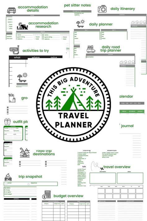 Printable Itinerary Free, Road Trip Budget Planner, Travel Bucket List Printable, Travel Binder Printables, Travel Planning Checklist, Road Trip Planner Printable Free, Free Travel Planner Template, Travel Planner Template Free Printable, Travel Itinerary Template Printable Free