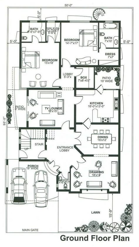 Amazing Beautiful House Plans With All Dimensions - Engineering Discoveries 40x60 House Plans, 10 Marla House Plan, Ground Plan, 6 Bedroom House Plans, Double Story House, Pelan Rumah, Indian House Plans, Free House Plans, 6 Bedroom House