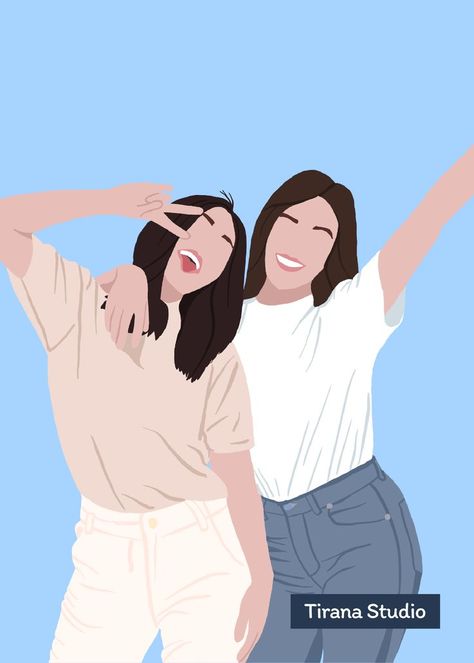 Faceless Best Friends, Faceless Family Portrait, Faceless Illustration, Friends Illustration, Minimalist Drawing, Faceless Portrait, Portraits From Photos, Portrait Illustration, Wedding Portrait