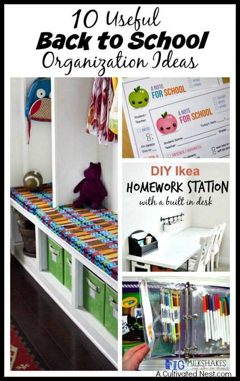 Are you and your kids having a hard time keeping everything organized now that school is back in session? Helpful Back to School Organization Ideas - homework station ideas, after school chore charts, school supply organization and more! School Organization Ideas, School Organization For Teens, School Paper Organization, Homeschool Room Organization, Homework Organization, Homework Station, Back To School Organization, Organisation Hacks, Apartment Organization