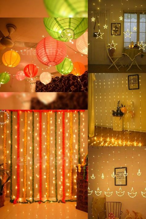 DIY Diwali Decoration Items Diwali Party Decorations At Home, Diwali Decoration Lights, Lantern Lighting, Diwali Photography, Party Decoration Items, Small Wall Decor, Janmashtami Decoration, Diwali Decorations At Home, Diwali Decoration Items