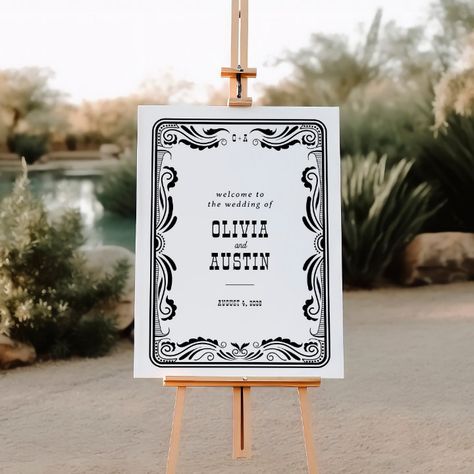 Romantic Western Wedding, Western Chic Wedding Decor, Western Wedding Welcome Sign, Classy Cowboy Wedding, Cowboy Wedding Decor, Western Wedding Ideas Rustic, Simple Western Wedding, Western Wedding Colors Schemes, Black Western Wedding