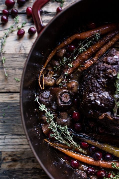 Cranberry Pot Roast | Half Baked Harvest Gothic Dinner, Feasting At Home, Half Baked Harvest Recipes, Harvest Recipes, Half Baked, Pot Roast Recipes, Halloween Dinner, Half Baked Harvest, Chuck Roast