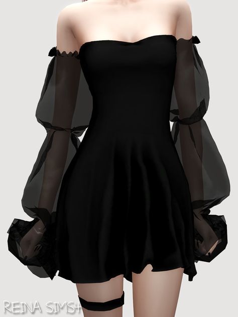 May Gothic Dress | Reina Sims4 on Patreon Sims 4 Black Dress, Sims 4 Cc Goth, Look Grunge, The Sims 4 Packs, Sims 4 Expansions, Sims 4 Dresses, Sims 4 Characters, Sims 4 Mm, Sims Four