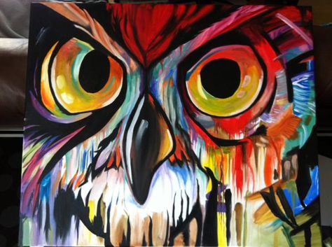 Artist unknown Night Creatures, Colorful Animal Paintings, Owl Quilts, Wine And Canvas, Felt Owls, Owl Eyes, Sketch Books, 2d Design, Art Deco Posters