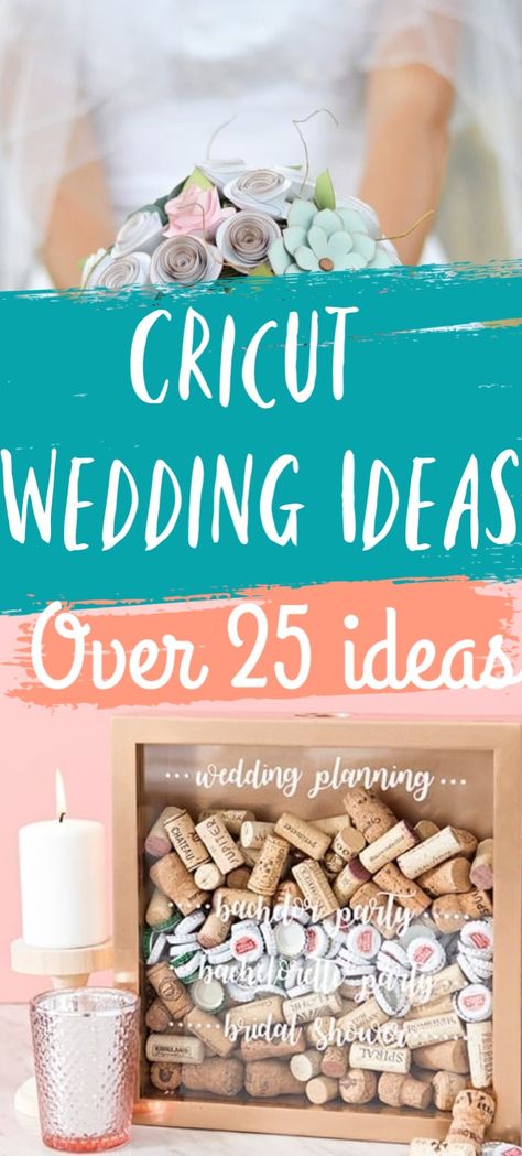 Plan the wedding of your dreams and make it more custom than ever with these DIY Cricut wedding ideas. Cricut / Cricut Projects / DIY Wedding / Cricut Wedding Ideas / DIY Wedding IDeas via @clarkscondensed Wedding Ideas With Cricut Maker, Wedding Decor Made With Cricut, Wedding Diy Circuit, Wedding Decal Ideas, Wedding Ideas Using Cricut, Wedding Favors Made With Cricut, Diy Wedding Projects Craft Ideas, Wedding Favors With Cricut, Diy Wedding Decorations With Cricut