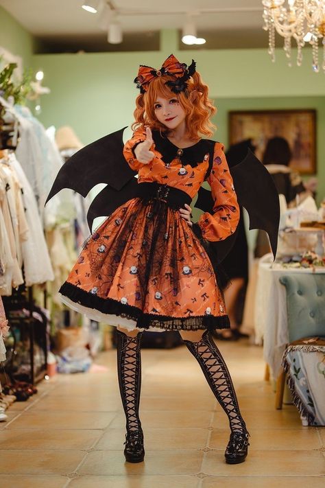 Halloween Ideias, Estilo Harajuku, Lolita Outfits, Halloween Gothic, Royale High, Fantasias Halloween, Gothic Punk, Black And Orange, Halloween Fashion