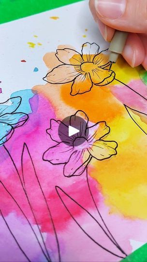 1K reactions · 152 shares | Make these super easy rainbow florals with me! #watercolorforrelaxation #easyart #watercolorforbeginners #watercolorbeginner #artforrelaxation #watercolor #relaxingart #beginnerart #watercolorflowers #watercolorflorals #anxietyrelief #watercolourflowers | Jennifer Makesy | Abby Posner · Paint Me Happy Water Colour Painting Watercolour Easy, Easy Water Colour Drawing For Beginners, Water Colour Painting Beginner, Water Colours Painting For Beginners, Easy Paintings For Beginners, Rainbow Drawing, Watercolor Beginner, Beginner Art, Colour Art