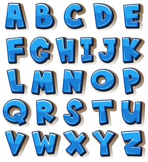 English alphabets in blue blocks Premium... | Premium Vector #Freepik #vector #background #blue-background #blue #character Blue Alphabet Letters, Cool Letter Fonts, Alphabets Design, Letras Comic, Letters Fonts, Alphabet Capital Letters, Alfabet Font, Graffiti Lettering Alphabet, Alphabet Lettering