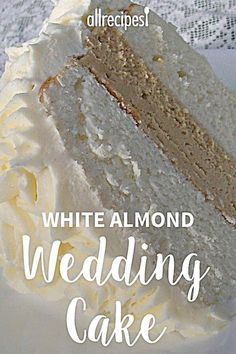 The Best Wedding Cake Recipe, White Almond Cake Recipe Easy, Wedding Almond Cake, Moist Wedding Cake Recipe, Almond Cake Recipe From Box Sour Cream, Traditional Wedding Cake Recipe, Classic Wedding Cake Recipe, Almond Butter Cream Frosting, Best Almond Cake Recipe