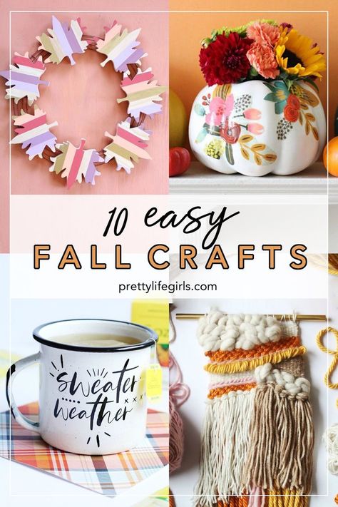 Top 10 Easy Fall Crafts - The Pretty Life Girls #falldecor #easyfallcrafts #fallprojects #easyfallprojects #fallDIY #fallDIYprojects Girls Night Crafts, Fall Mums, Halloween Craft Projects, Decor Gift Ideas, Fall Sewing, Weekend Crafts, Fall Throw Pillows, Easy Fall Crafts, Pretty Life