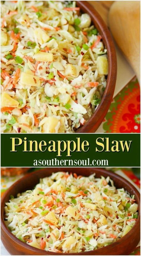 Experience the taste of summer with every bite of this Pineapple Slaw. It's a delightful blend of sweetness and crunch, topped with a light dressing. Perfect for serving as a side dish, bringing to a potluck, or making a splash at any backyard barbecue. Quick and easy to prepare, this recipe is a tropical treat that’s sure to please a crowd. Pineapple Slaw, Crunch Berries, Thanksgiving Menu Ideas Side Dishes, Traditional Thanksgiving Menu, Traditional Thanksgiving, Slaw Recipes, Thanksgiving Menu, Backyard Barbecue, Menu Ideas