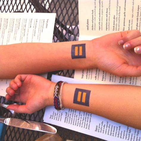 I plan on getting this tattoo, but bigger and on my calf instead of my wrist. Equality Tattoo, Equality Tattoos, Gay Symbols, Gay Tattoo, Pride Tattoo, Human Rights Campaign, Pride Support, Gay Rights, Ink Inspiration