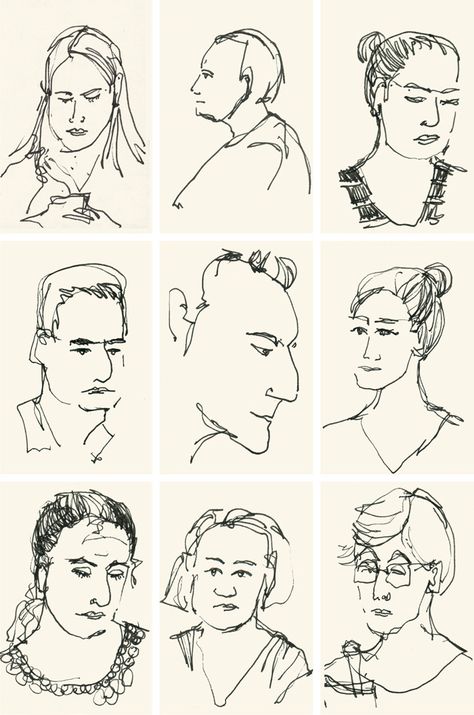 Sketching People: My Strategy - Liz Steel : Liz Steel Pencil Sketches Landscape, Sketching People, Liz Steel, Self Portrait Drawing, Face Line Drawing, Simple Portrait, Drawing People Faces, Sketches Of People, Watercolor Paintings For Beginners