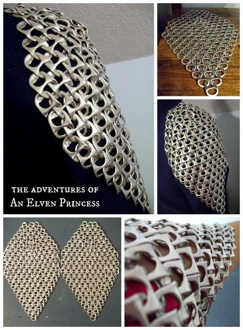 Diy Chainmail Cosplay, Pop Tab Armor, Soda Can Tab Armor, Bottle Tab Chain Mail, Lauren Does Cosplay Chainmail, Soda Taps Ideas, Soda Tab Armor, Pop Tab Chainmail, Pop Tab Ideas