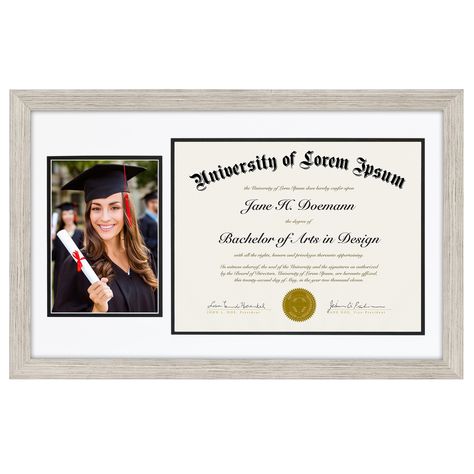 11x18 Graduation Frame pack of 1. Made from MDF wood with tempered shatter-resistant glass. Design: 11x18 graduation frame, perfect for displaying a diploma and cherished graduate photo. Graduate Photos, Degree Frame, Graduation Picture Frames, Graduation Frame, College Graduation Photos, Document Frame, Certificate Frames, 5x7 Picture Frames, Diploma Frame