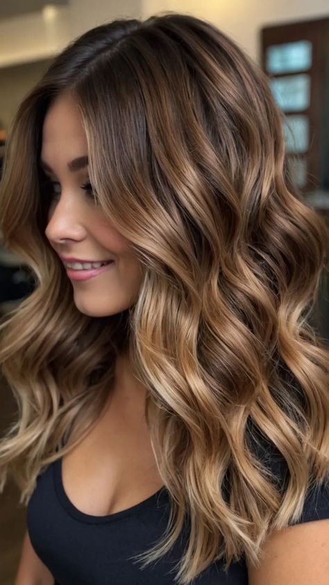 Embrace the Season: 15 Gorgeous Fall Hair Colors Everyone Should Try - pulsepathlife.com Fall Hair Brunnete, Fall Balayage Light Brown, Hair Colour Fall 2024, Fall Hair Color For Brunettes Ombre, Brown Skin Blonde Highlights, Brown Copper And Blonde Hair, Dark Hair Color Ideas For Brunettes Chocolates Caramel Highlights, Latest Hair Colour Trend 2024, Trending Hair Colors Fall 2024