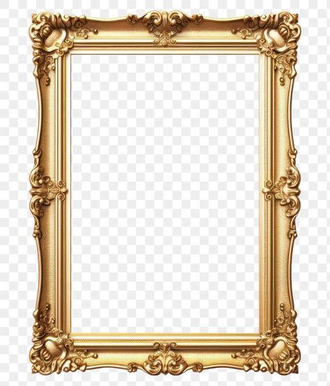 Gold Frame Transparent Background, Golden Frame Aesthetic, Png Frame Design, Gold Frame Aesthetic, Gold Icons Aesthetic, Frame Png Aesthetic, Gold And White Background, Frame Design Png, Vintage Frame Png