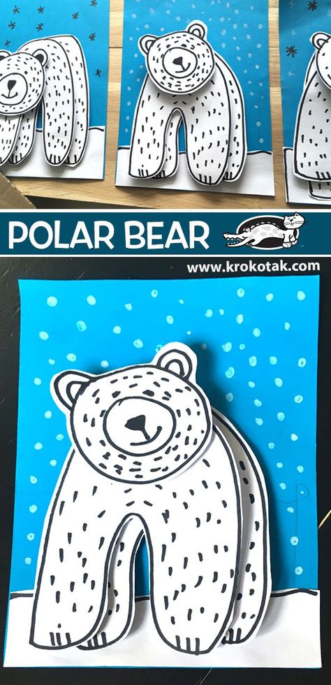 Ours polaire en relief Polar Bear Craft, Kindergarten Art Projects, Winter Art Projects, Polar Animals, Bear Crafts, Winter Crafts For Kids, Elementary Art Projects, Kindergarten Art, Paper Crafts For Kids