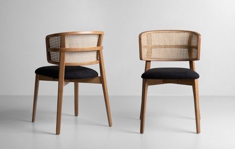 Coffee Cane Side Chair | Contract Chair Co Solihiya Chair, Japandi Chair, Architectural Photos, Cane Dining Chairs, Japandi Interior Design, Furniture Business, Cafe Chair, Rattan Chairs, Japandi Interior