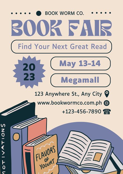 Book Drive Poster Ideas, Book Fair Advertisement, Poster For Event Ideas, Book Drive Poster, Flyer Inspo Poster Designs, Book Fair Poster Ideas, Book Event Poster Design, Book Flyer Design, Flyer Inspo Aesthetic