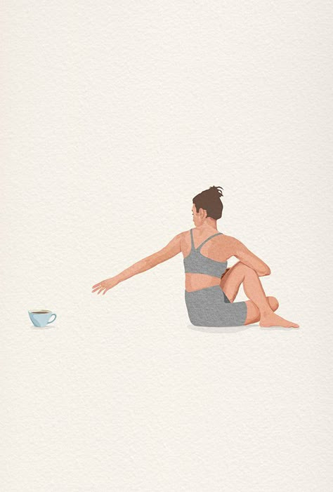 Giselle Dekel — Illustration division Relaxing Illustration, Meaningful Illustration, Psychology Wallpaper, Illustration Art Prints, Yoga Drawing, Fridge Art, Morning Stretch, Coffee Art Print, Yoga Illustration