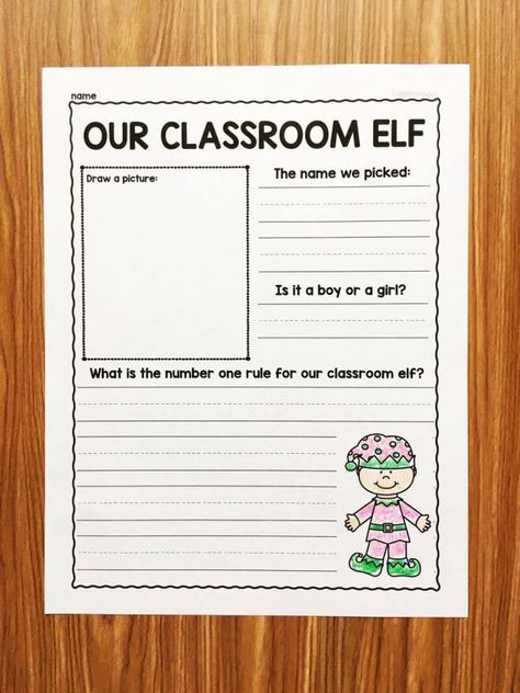 Elf Naming Survey. A free printable from Simply Kinder that reinforces literacy and math. Elf On The Shelf Classroom, Elves At Play, Classroom Elf, December Lessons, December Kindergarten, Christmas Teaching, Elf Activities, Elf Antics, Elf Ideas