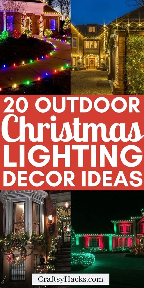 Want the perfect Christmas lights for your home? Transform your home and yard this holiday season with this wonderful list of Christmas lighting ideas. These are the best festive christmas light ideas for outdoors. Christmas Lights To Line Driveway, Outdoor Tree With Christmas Lights, Landscape Christmas Lights, Christmas Lights On Fence Outdoor Ranch, Red And White Outdoor Christmas Lights On House, Outdoor Christmas Lights Backyard, Christmas Spotlights On House, Exterior Holiday Lights, Rope Lights Christmas Outdoor