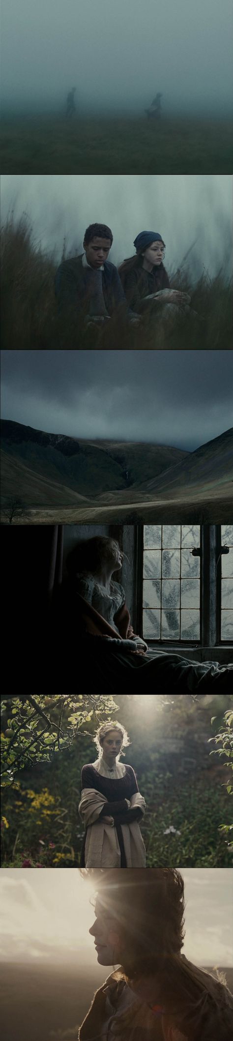 Wuthering Heights (Andrea Arnold, 2011) Cinematography by Robbie Ryan Sources: film-grab.com, bluray.com Grey Cinematography, Wuthering Heights Fanart, Colour Grading Film, Film Grading, Withering Heights, Andrea Arnold, Cinematography Composition, Cinematography Lighting, Colour Grading